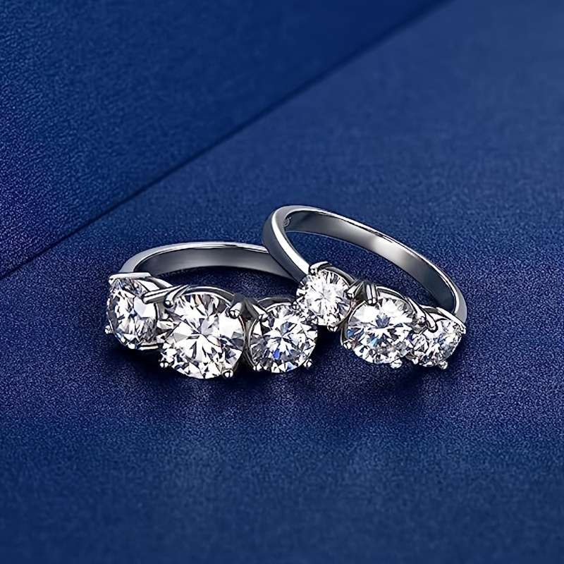 Moissanite 925 Sterling Silver Engagement Ring - Image 3