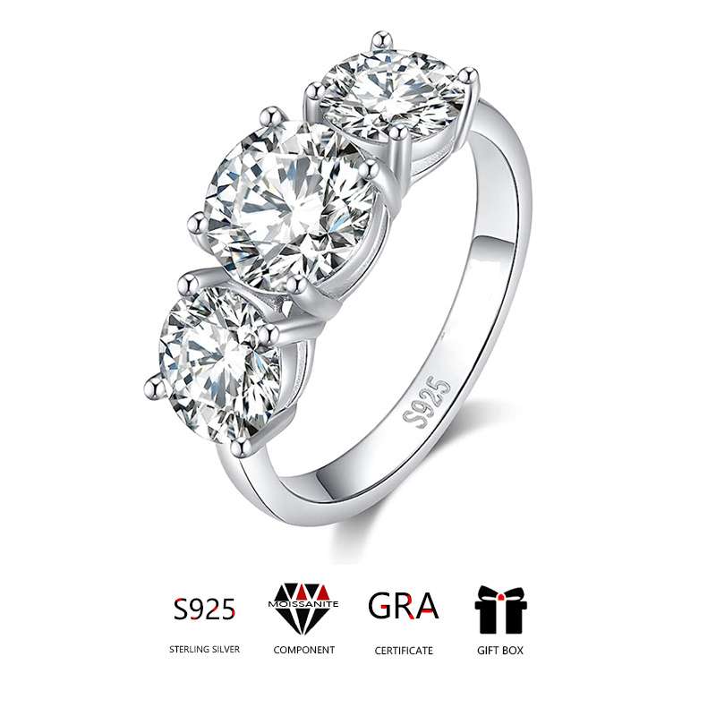Moissanite 925 Sterling Silver Engagement Ring - Image 4