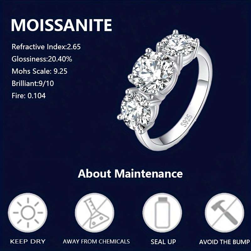 Moissanite 925 Sterling Silver Engagement Ring - Image 8